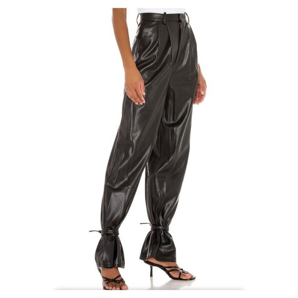 L'Academie / REVOLVE NWT $188 Gather Ankle Pant Black Faux Leather Women's Sz L - Picture 11 of 11